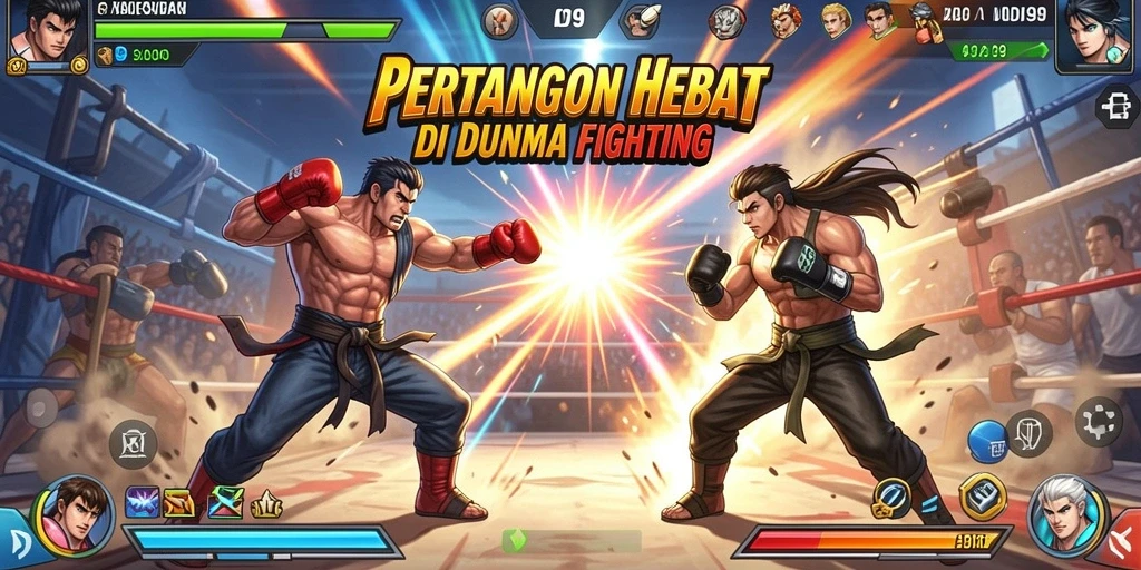Screenshot gameplay ADI99 menampilkan pertarungan mendebarkan antara dua karakter.