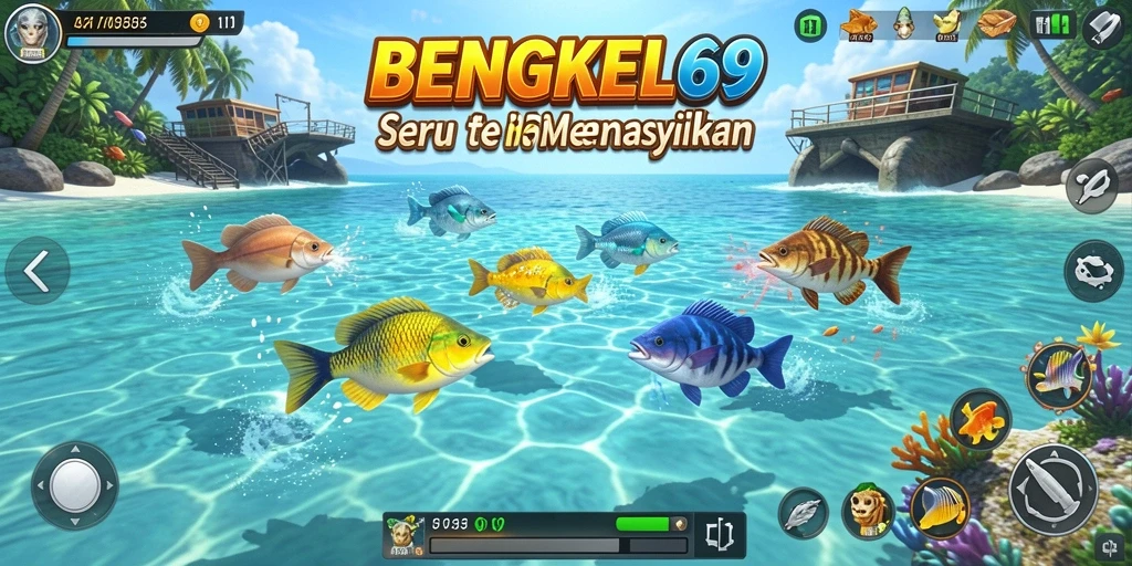 Tangkapan layar menampilkan gameplay seru BENGKEL69 saat Tembak Ikan.