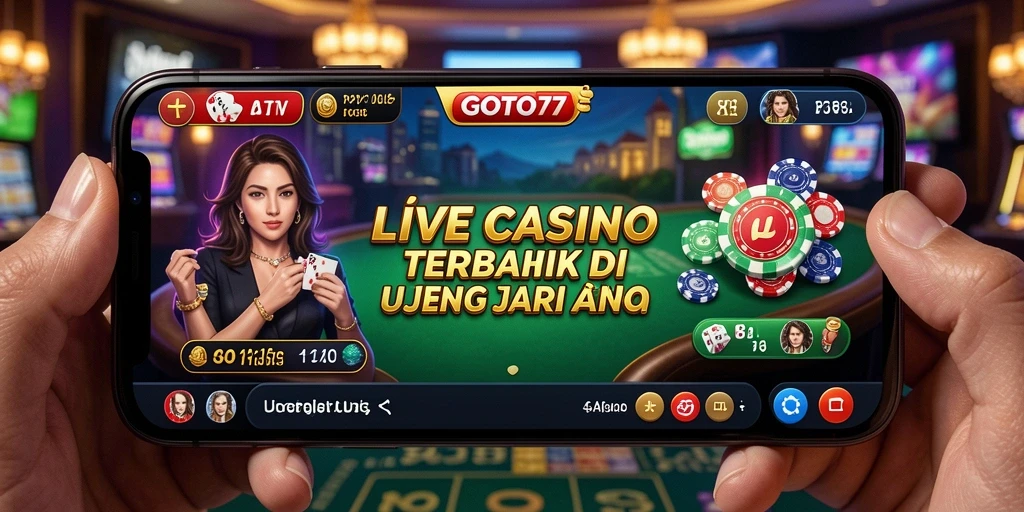 Screenshot utama GOTO77 menampilkan gameplay Live Casino yang mendebarkan.