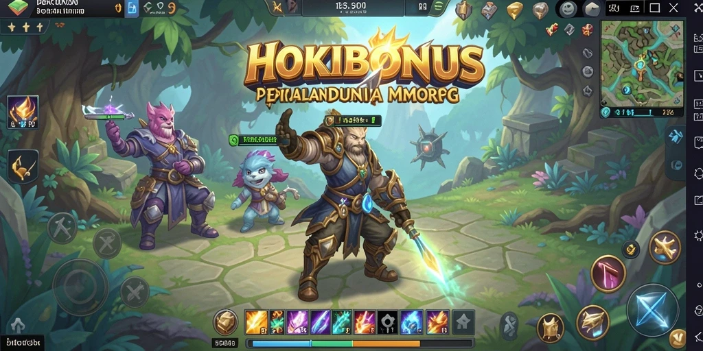 Screenshot yang menampilkan aksi seru dalam dunia MMORPG HOKIBONUS.