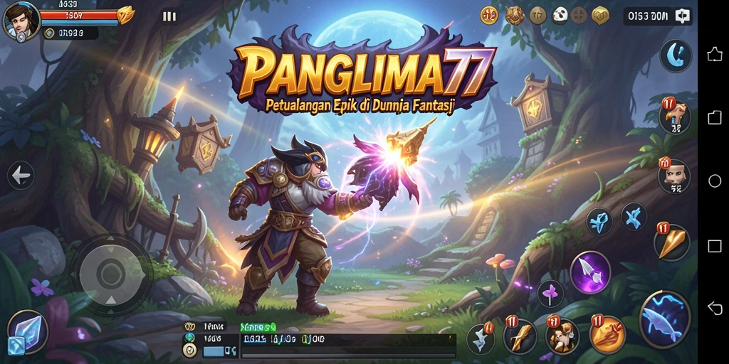 Tangkapan layar menunjukkan aksi seru dalam gameplay RPG PANGLIMA77.