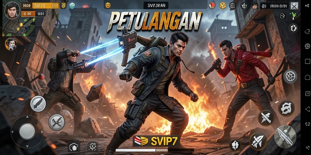 Screenshot gameplay SVIP7 yang menunjukkan pertempuran aksi yang seru.